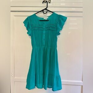 Teal Ruffle Sleeve Dress medium